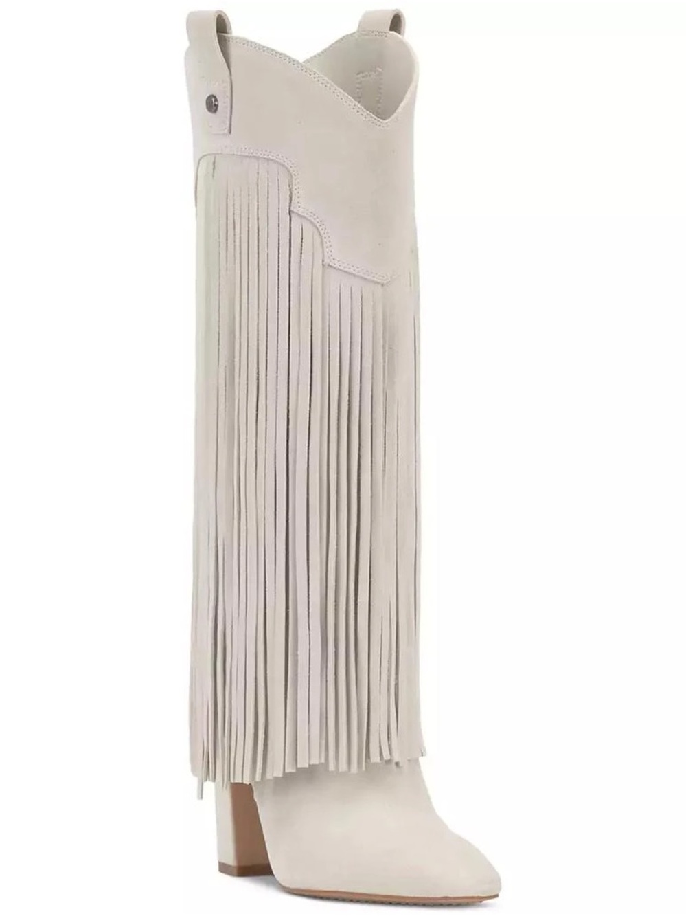 Vince Camuto Cream Fringe Knee-High Skirt Boot new in the box